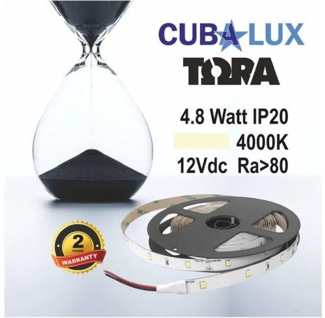 Ταινία LED 4,8W IP20 12V 3000K 4000K 6000K 5M TORA Cubalux 500002