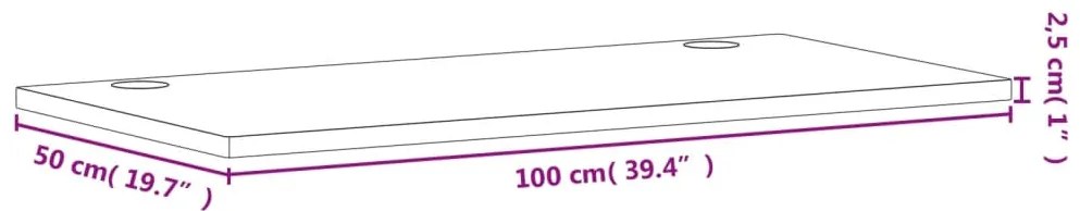 Επιφάνεια Γραφείου 100x50x2,5 εκ. από Μασίφ Ξύλο Οξιάς - Καφέ