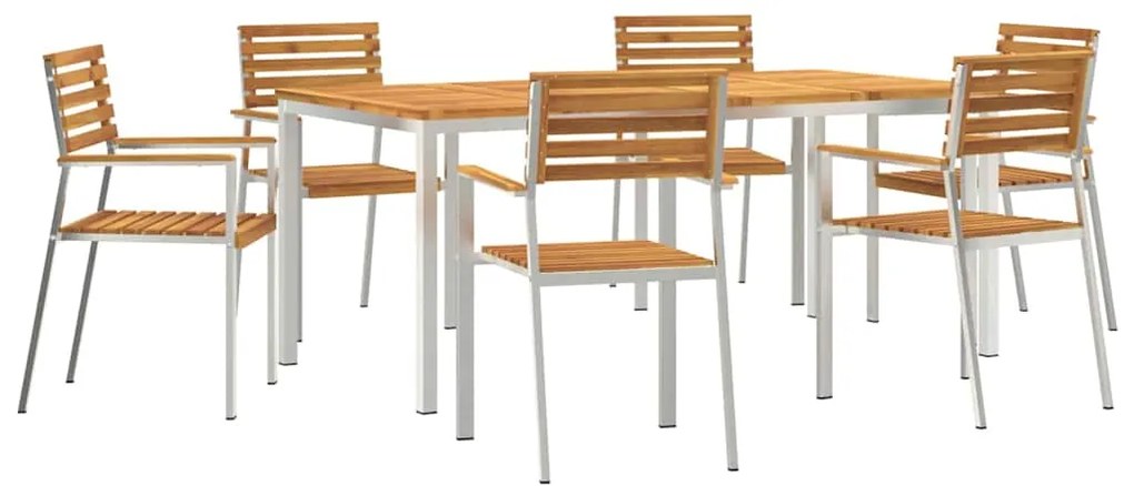 vidaXL ΣετΤραπεζαρίαςΚήπου 7 pcs Καφέ Στερεό Ακακία