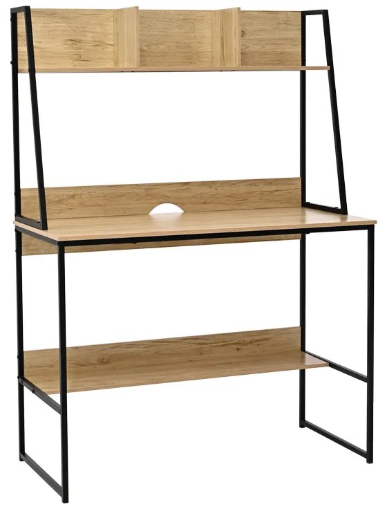 Intrahome Γραφείο εργασίας Herbey Intrahome με ράφια σε oak απόχρωση με πόδι μαύρο μέταλλο 100x48x139εκ | SKU: INTRAPA-486111122