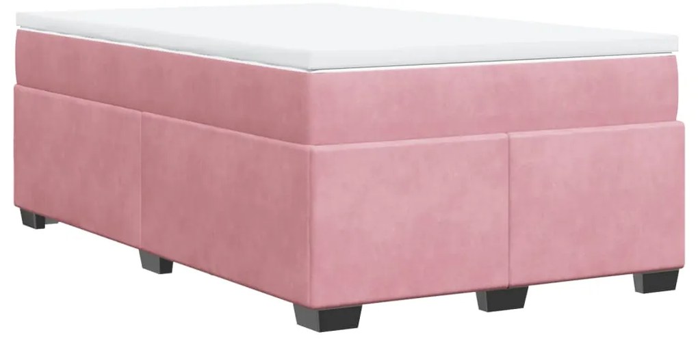 vidaXL Κρεβάτι Boxspring με Στρώμα Ροζ 120x190 εκ. Βελούδινο