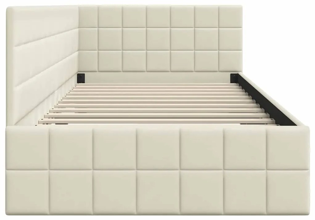 vidaXL Κρεβάτι Γωνίας με κεφαλάρι Κρεμ 90 εκ x 200 εκ Βελούδο