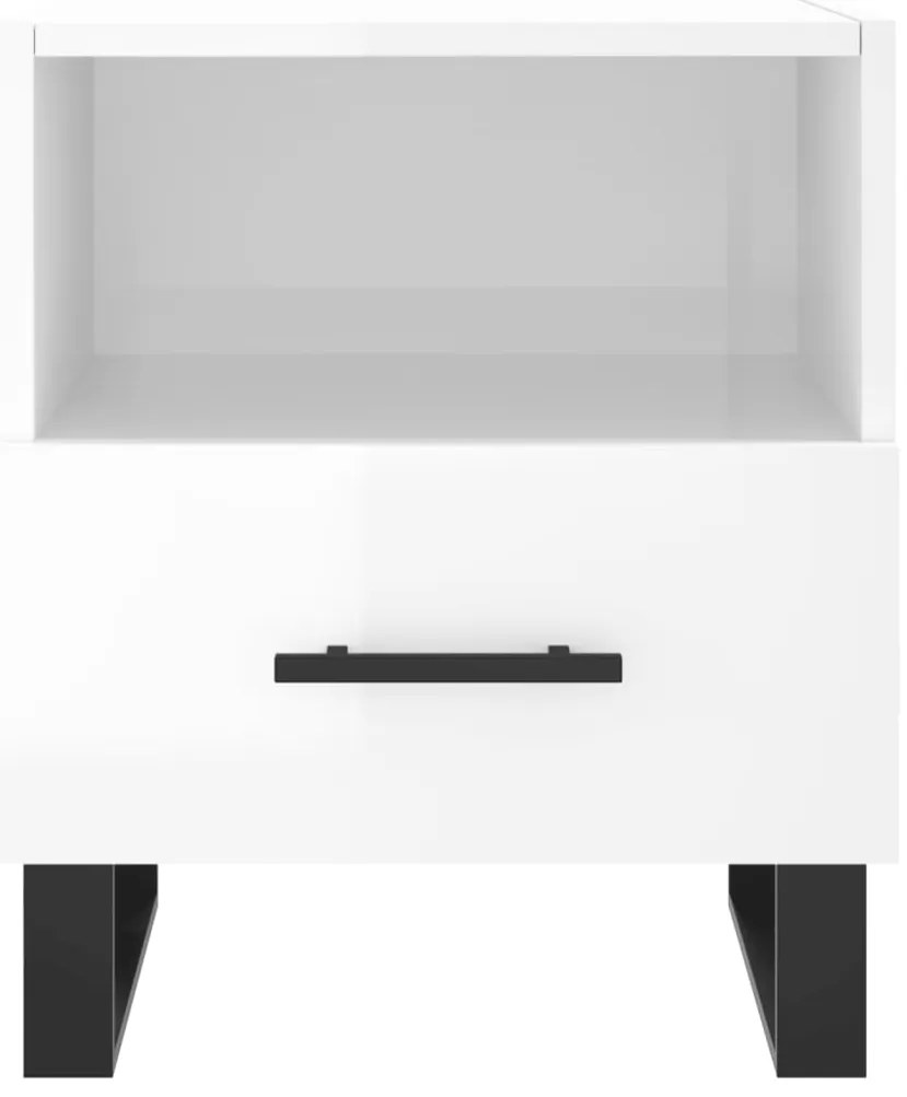 vidaXL Κομοδίνα 2 τεμ. Γυαλ. Λευκό 40x35x47,5 εκ. Επεξεργασμένο Ξύλο