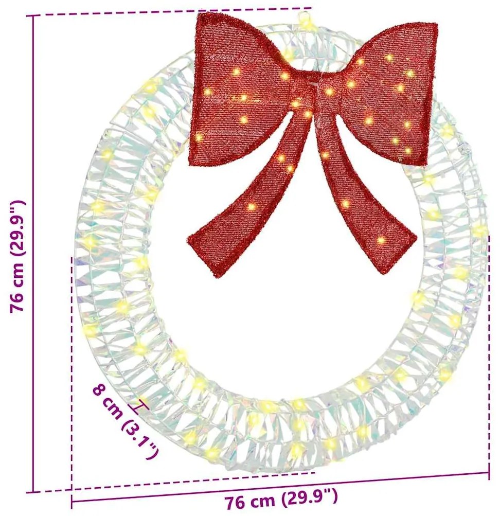 vidaXL Στεφάνι με 60 LED Θερμό λευκό 75 cm PET