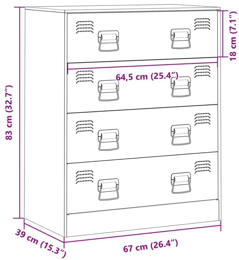 Ντουλάπι Ροζ 67x39x83 εκ. από Ατσάλι - Ροζ