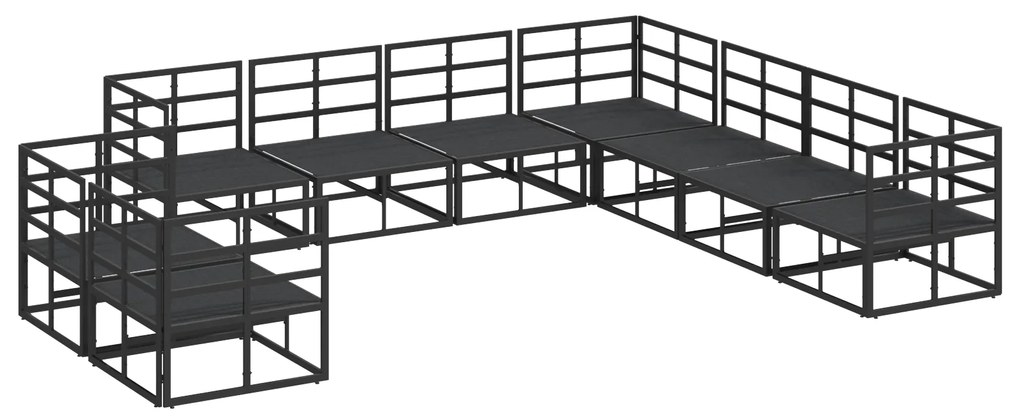 vidaXL Σετ Καναπέ Κήπου 9 pcs Μαύρο 283 x 283 x 71 εκ. Αλουμίνιο