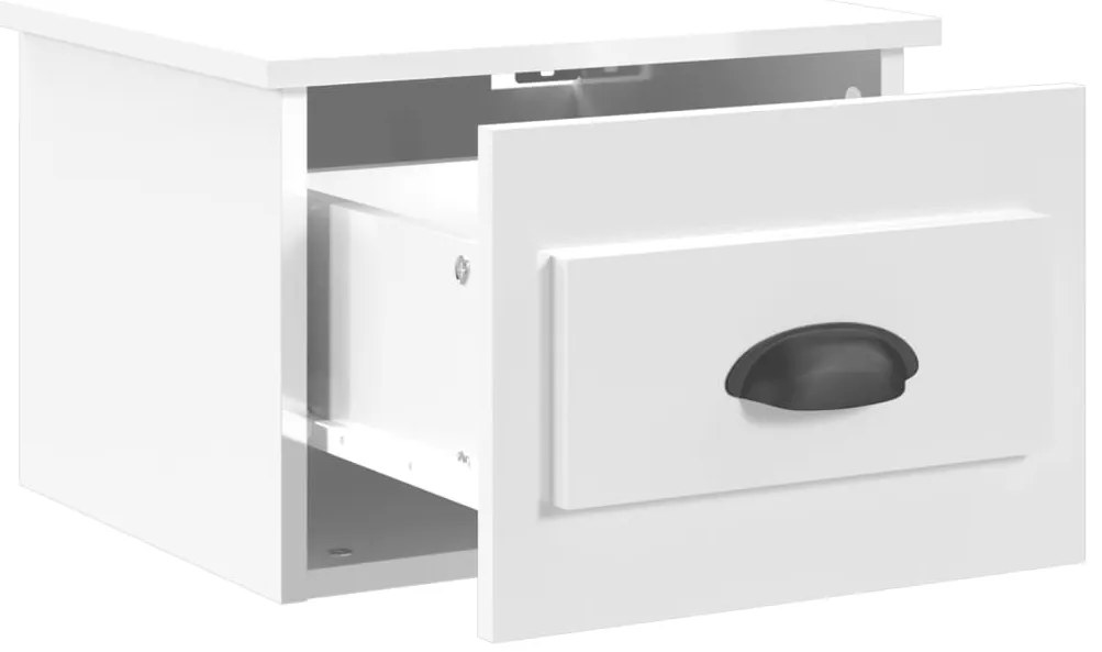 vidaXL Κομοδίνο Επιτοίχιο Γυαλιστερό Λευκό 41,5 x 36 x 28 εκ.