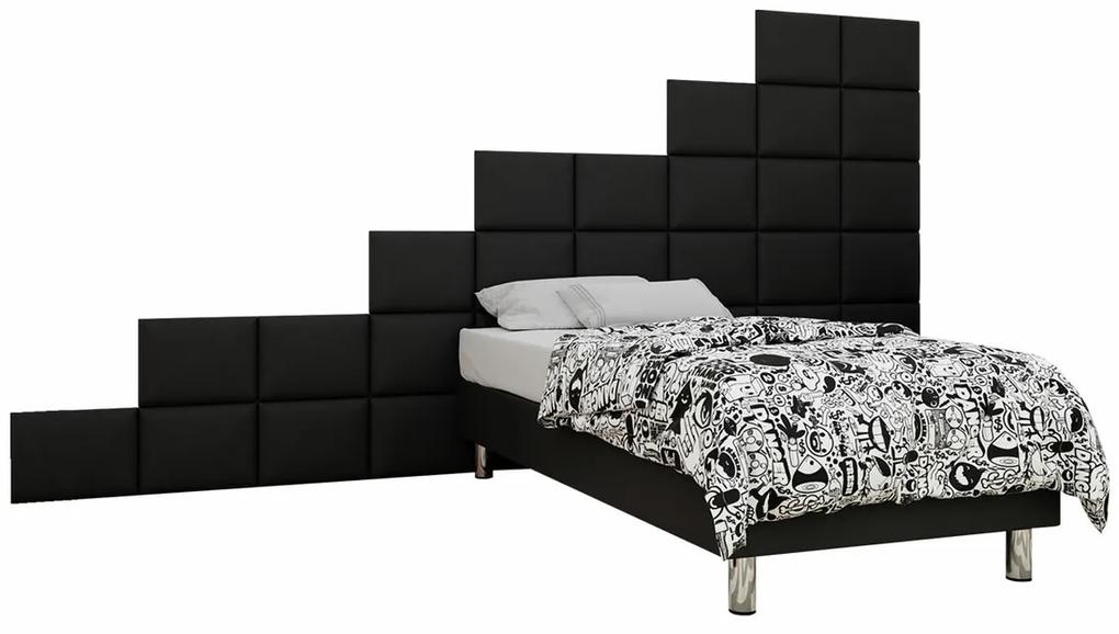 Κρεβάτι continental Logan 106, Continental, Μονόκλινο, Μαύρο, 120x200, Οικολογικό δέρμα, Τάβλες για Κρεβάτι, 360x200x180cm, 92 kg, Στρώμα: Ναι