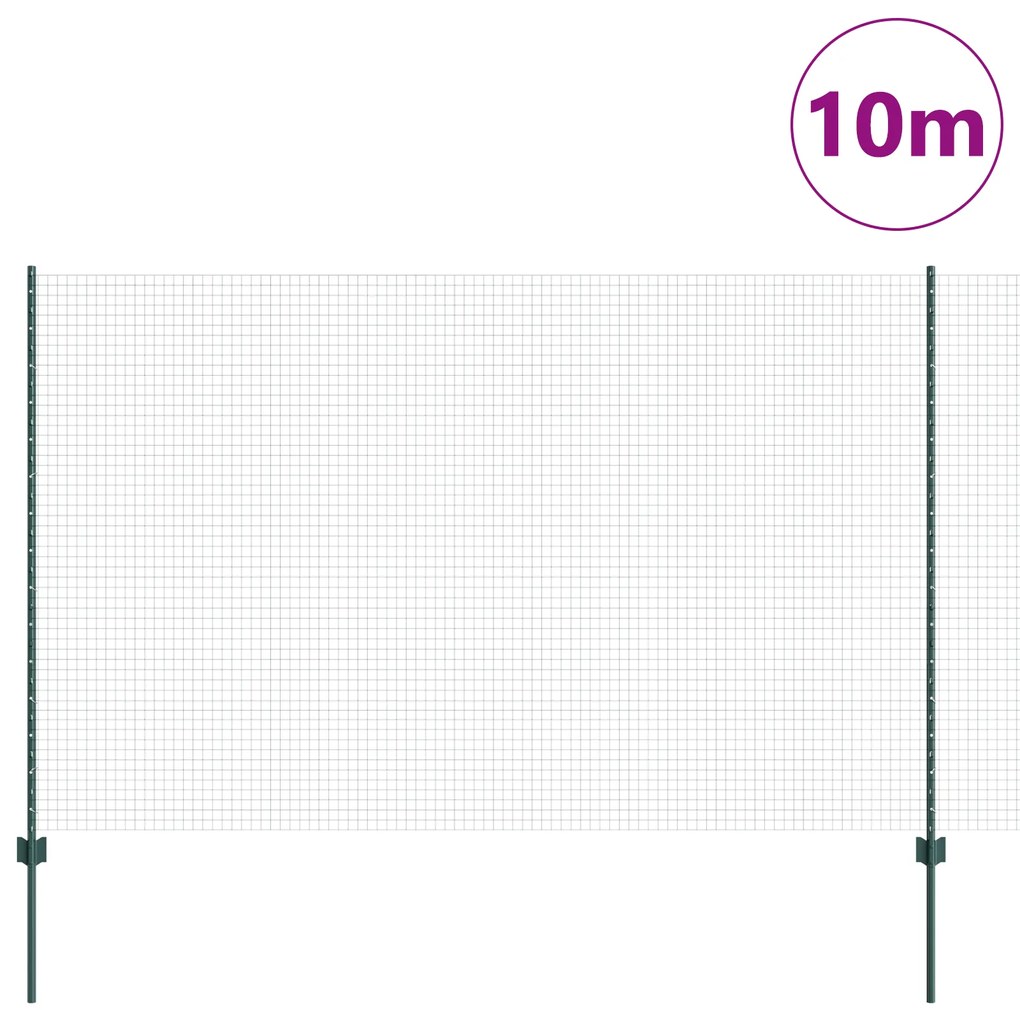 vidaXL Φράχτης  με 5 τεμάχια U Πράσινος 1.6x10 μ Ατσάλι