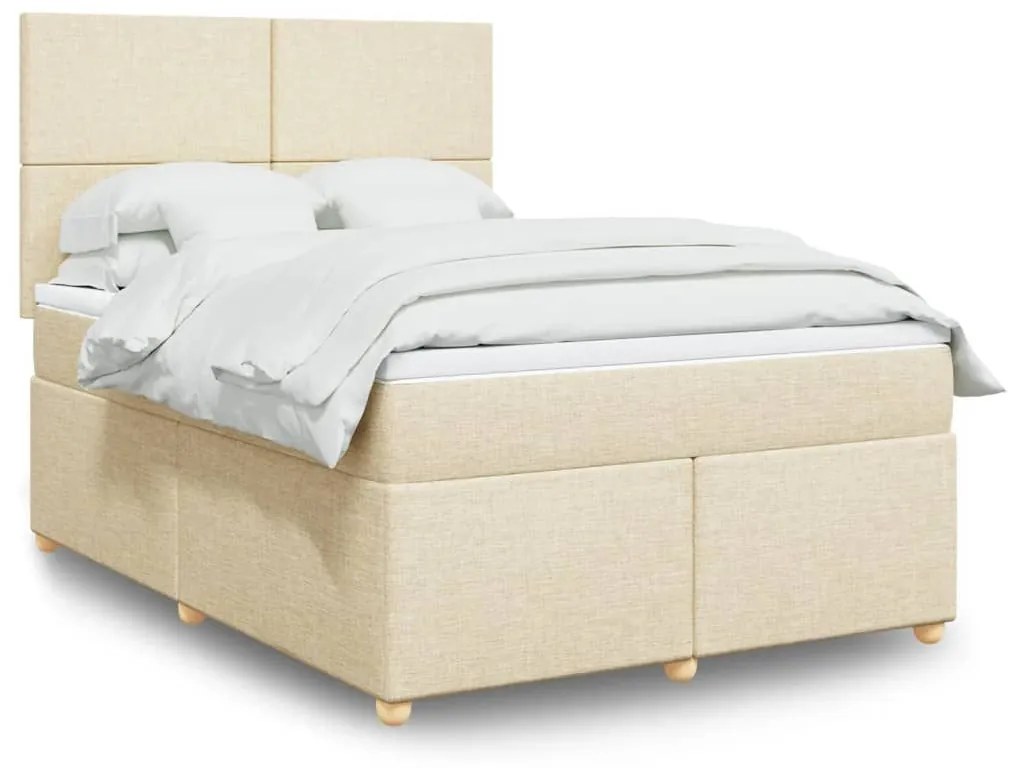 ΚΡΕΒΑΤΙ BOXSPRING ΜΕ ΣΤΡΩΜΑ ΚΡΕΜ 140X200 ΕΚ. ΥΦΑΣΜΑΤΙΝΟ 3291301