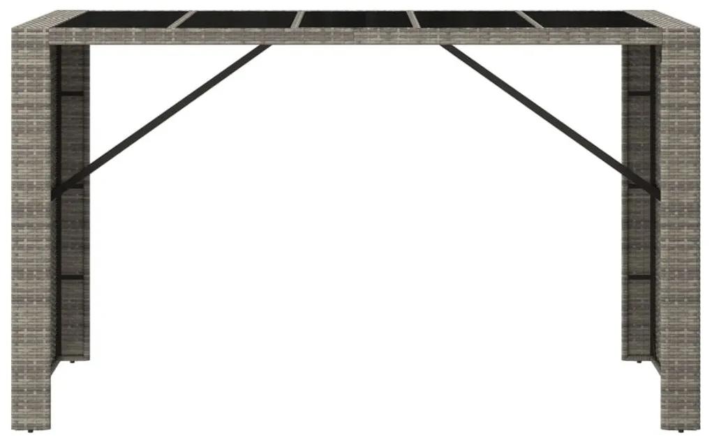 Τραπέζι Μπαρ με Γυάλ. Επιφάνεια Γκρι 185x80x110 εκ. Συνθ. Ρατάν - Γκρι
