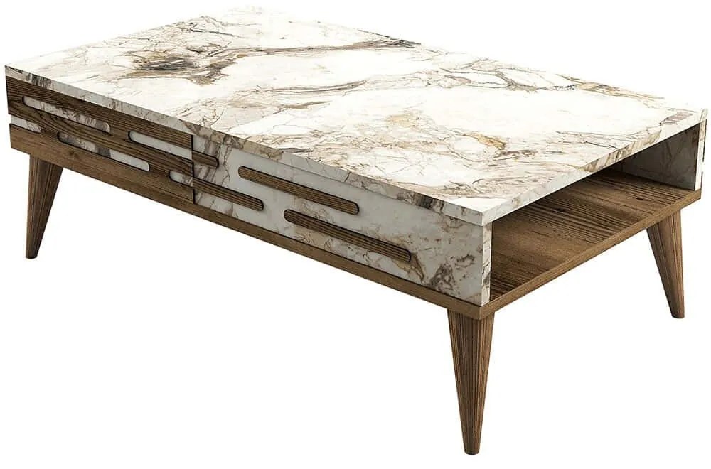 Τραπέζι Σαλονιού Valensiya 845HCT5358 105x34,6x60cm Marble Effect White-Walnut