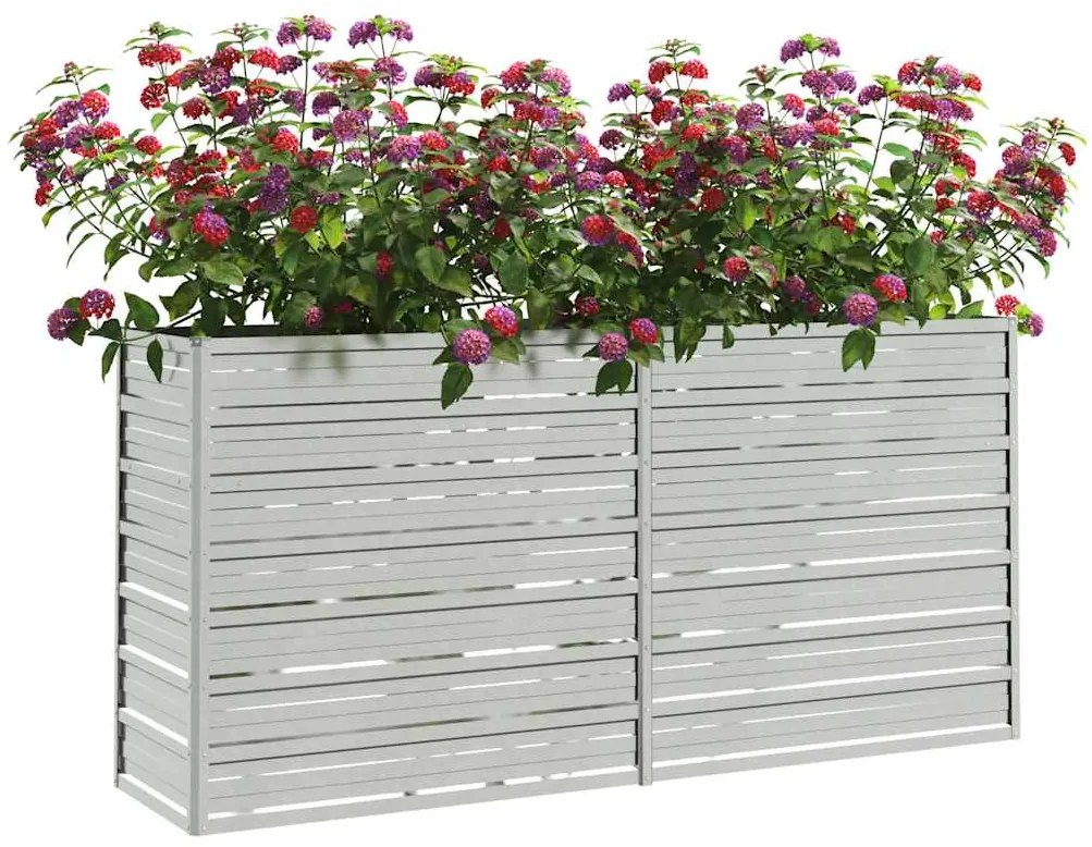 vidaXL Ζαρντινιέρα Υπερυψωμένη Ασημί 160x40x77 εκ. Γαλβανισμ. Χάλυβας