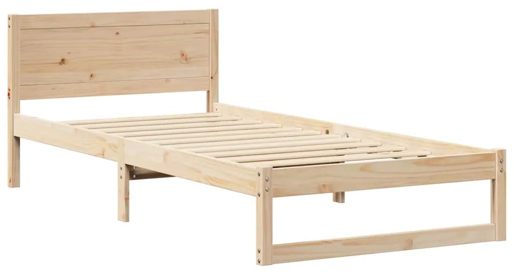 vidaXL Σκελετός Κρεβατιού Καφέ 75 x 190 cm Μασίφ ξύλο πεύκου