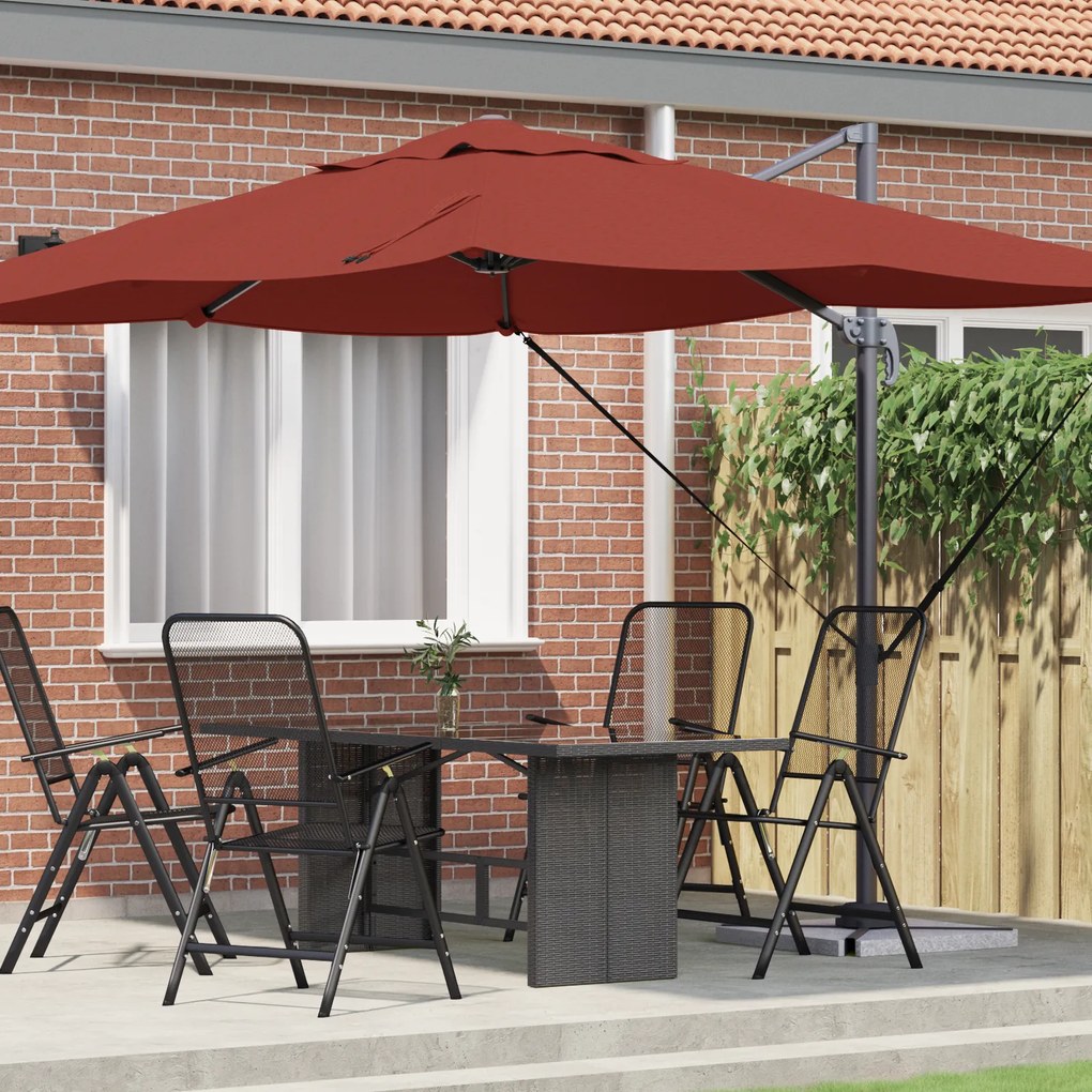 vidaXL Cantilever Roma Ομπρέλα σε Τερακότα 352x251x260 εκ, Αλουμίνιο
