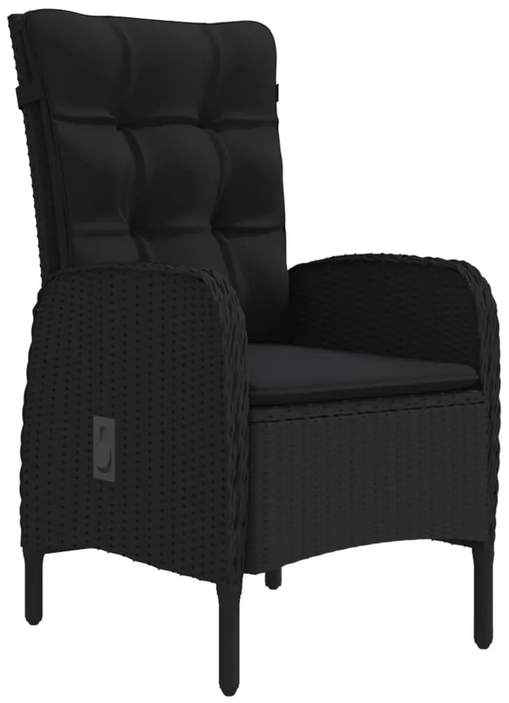 vidaXL Σετ Τραπεζαρίας Κήπου 3 Τεμαχίων Μαύρο με Μαξιλάρια