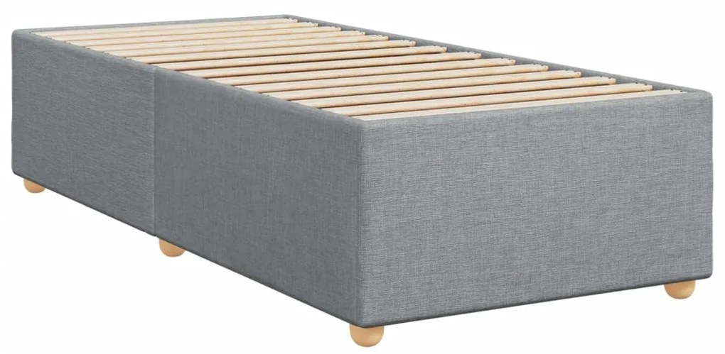 Κρεβάτι Boxspring με Στρώμα Ανοιχτό Γκρι 90x200 εκ. Υφασμάτινο - Γκρι