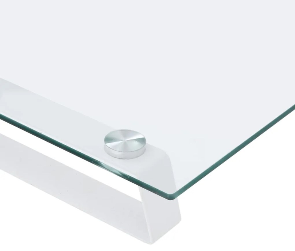 vidaXL Βάση Οθόνης Λευκή 40 x 35 x 8 εκ. από Ψημένο Γυαλί και Μέταλλο