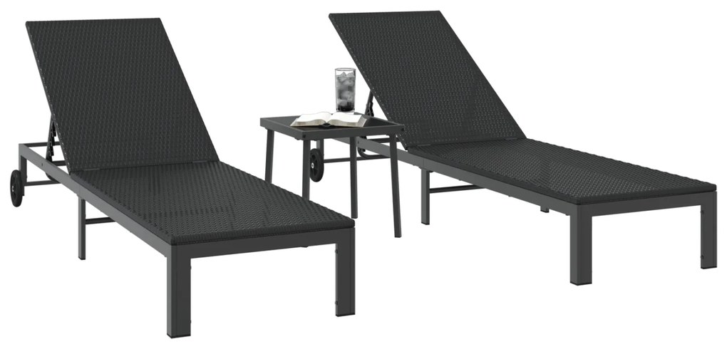 vidaXL Ήλιο-κρεβάτι 2 pcs Μαύρο 40 x 39 x 40.5εκ συνθετικό ρατάν