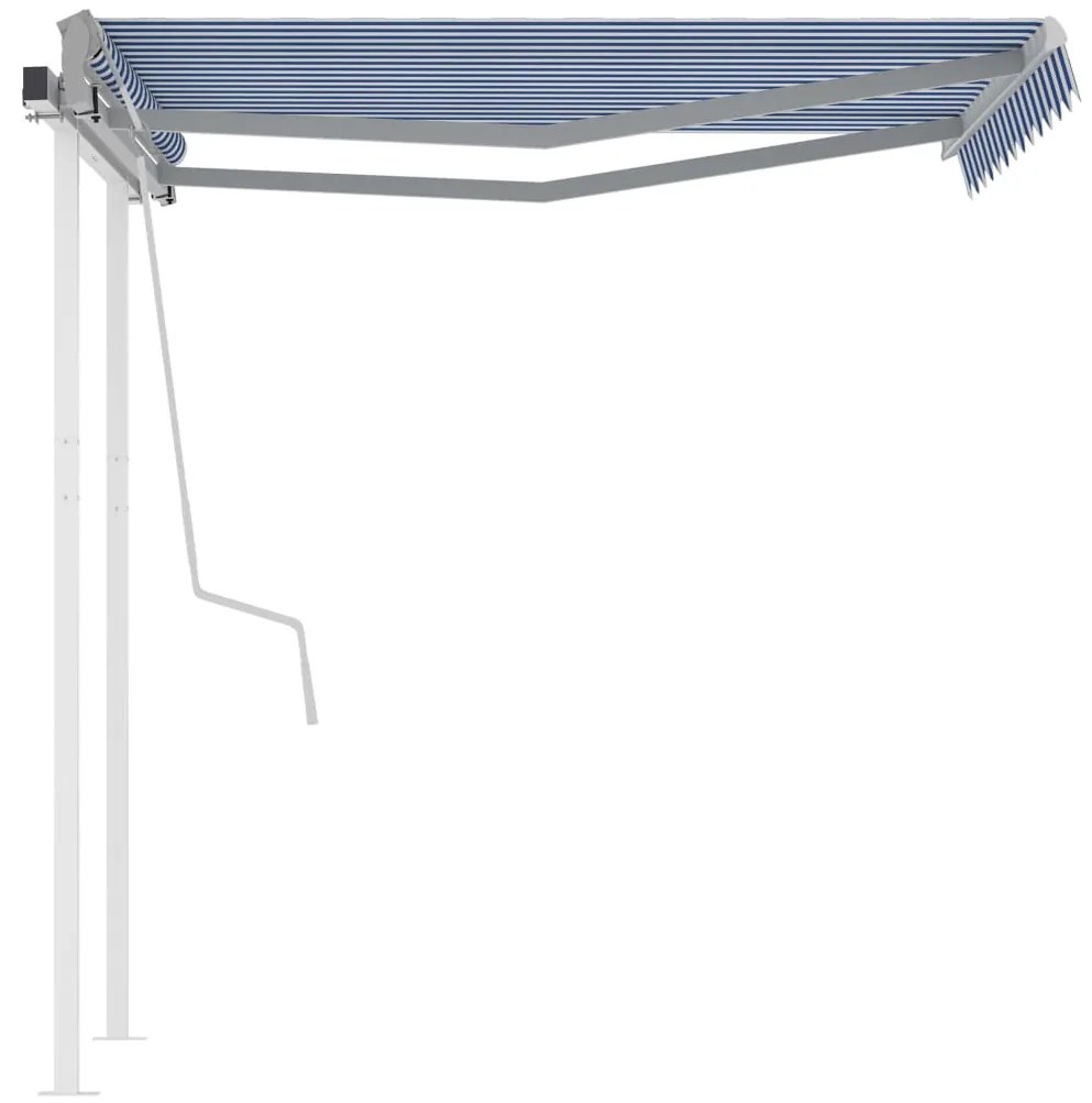 vidaXL Τέντα Συρόμενη Χειροκίνητη με Στύλους Μπλε / Λευκό 3,5 x 2,5 μ.