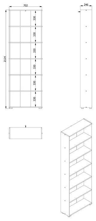 Βιβλιοθήκη Tomar 6 Artisan Oak 70x24,5x211,5 εκ.