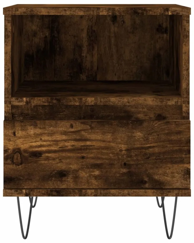 vidaXL Κομοδίνα 2 τεμ. Καπνιστή Δρυς 40 x 35 x 50 εκ. Επεξεργ. Ξύλο
