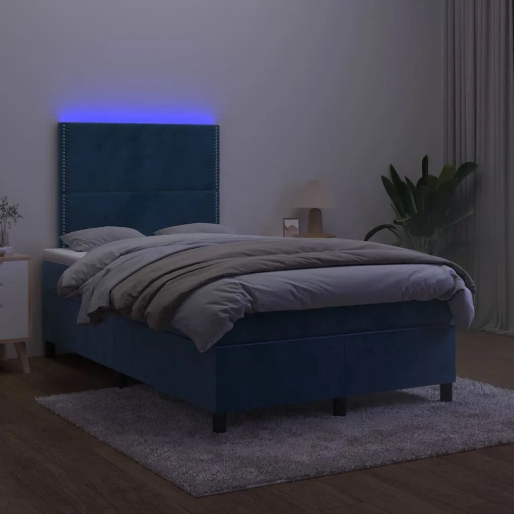 ΚΡΕΒΑΤΙ BOXSPRING ΜΕ ΣΤΡΩΜΑ &amp; LED ΣΚ. ΜΠΛΕ 120X200ΕΚ. ΒΕΛΟΥΔΙΝΟ 3136057