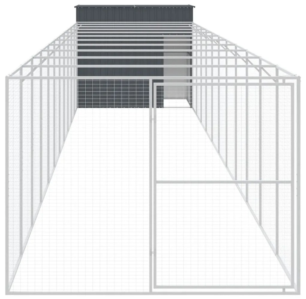 Σπιτάκι Σκύλου με Αυλή Ανθρακί 214x1273x181 εκ. Γαλβαν. Χάλυβας - Ανθρακί