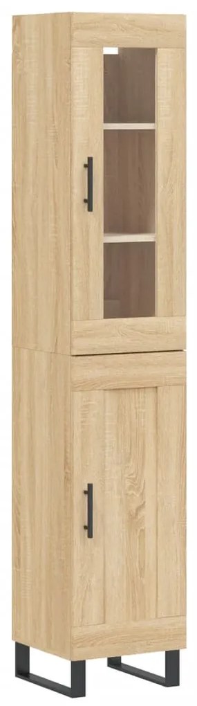 vidaXL Μπουφές Sonoma δρυς 34,5 x 34 x 180 εκ. από Επεξεργασμένο Ξύλο