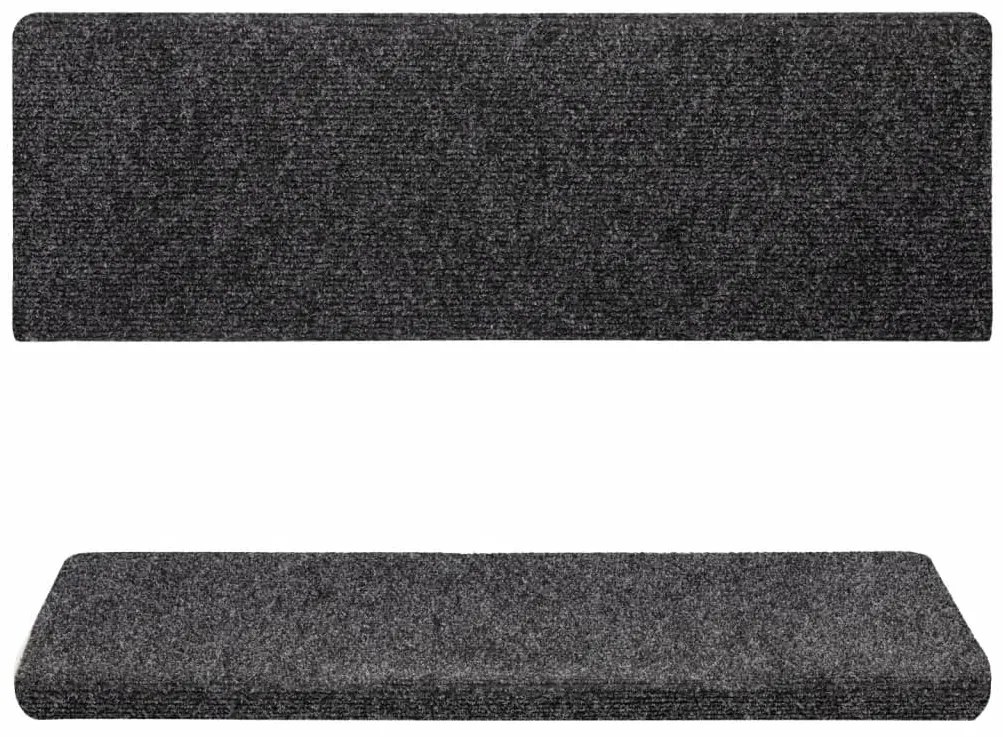 vidaXL Πατάκια Σκαλιών Αυτοκόλλητα 15 τεμ. Γκρι Ορθογώνια Άκρη 65x21x4 εκ.