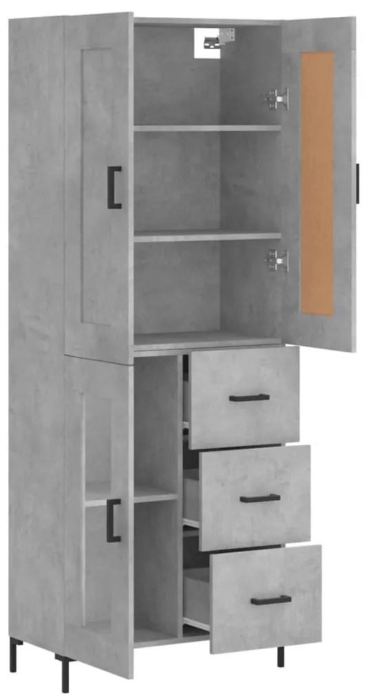 vidaXL Ντουλάπι Γκρι Σκυροδέματος 69,5x34x180 εκ. Επεξεργασμένο Ξύλο