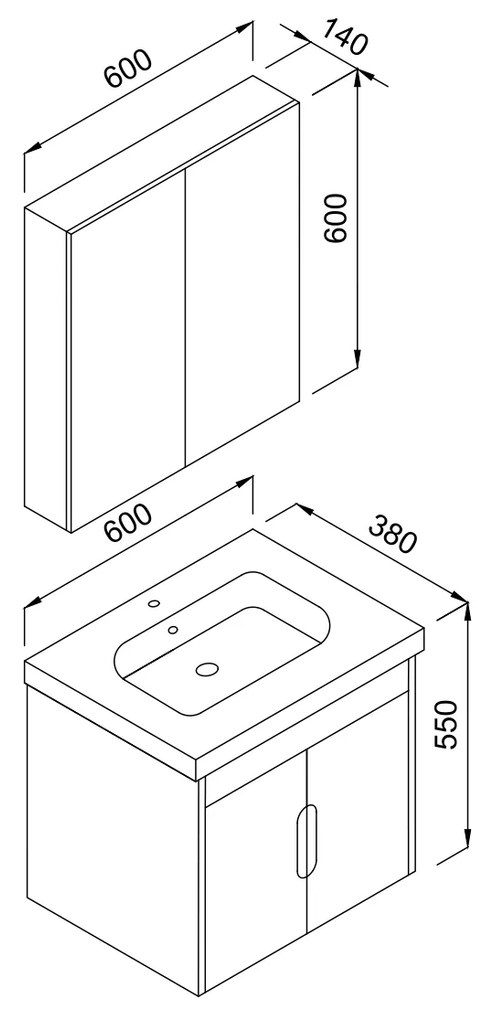 ΚΑΘΡΕΦΤΗΣ ADA 80cm χρ,WHITE MAT 3MADA080WHM