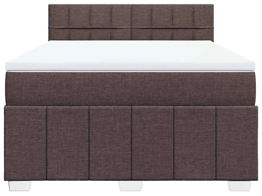 vidaXL Κρεβάτι Boxspring με Στρώμα Σκούρο Καφέ 140x190 εκ. Υφασμάτινο