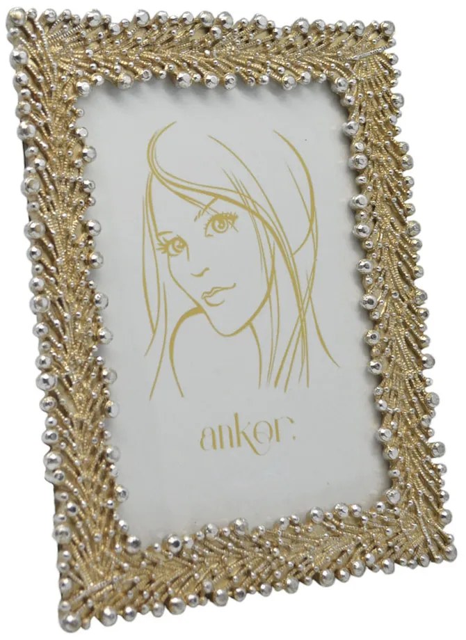 Κορνίζα Με Ασημένιες Λεπτομέρειες Χρυσό Polyester 10x15cm ANKOR