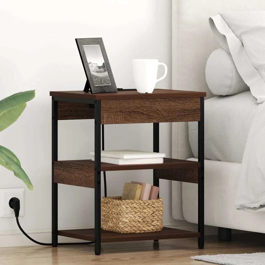 Κομοδίνο 2 pcs Καφέ δρυς 41 x 31 x 51 εκ. Επεξεργασμένο ξύλο