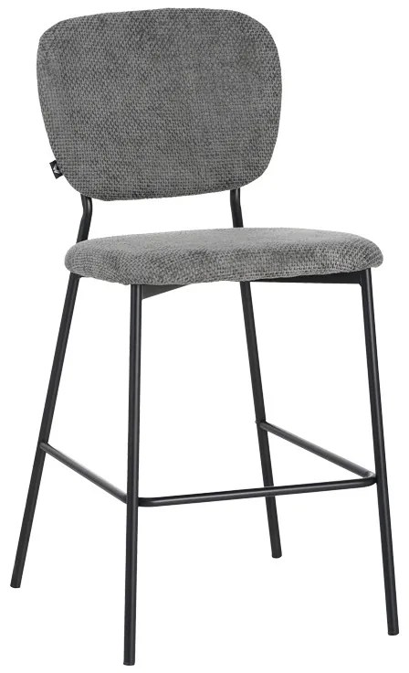 Σκαμπό μπαρ Cathair pakoworld μπουκλέ ύφασμα σε γκρι απόχρωση με μαύρα μεταλλικά πόδια 48x54x100εκ