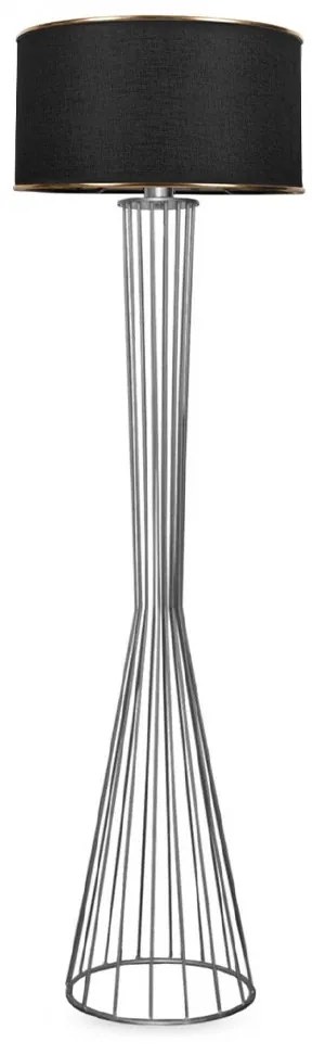 201-0039 GloboStar®  NOVA 201-0039 Μοντέρνο Επιδαπέδιο Φωτιστικό 1 x E27 IP20 Ασημί Μεταλλό με Μαύρο Ύφασμα - Μ36 x Π36 x Υ148cm