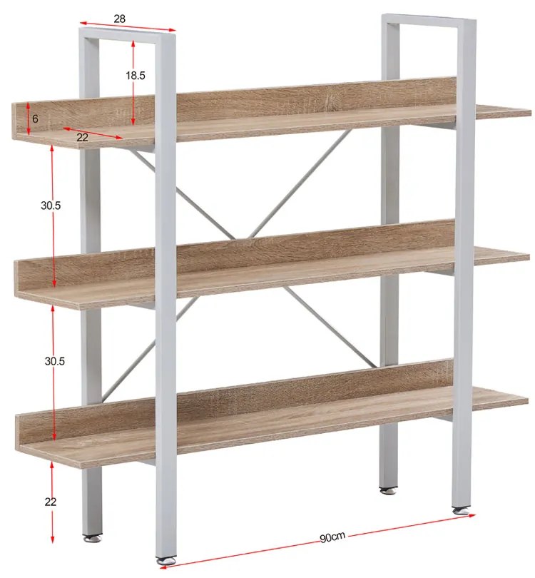 HORIZON ΒΙΒΛΙΟΘΗΚΗ 3ΡΑΦΙΑ SONOMA ΜΑΥΡΟ 120x28xH106cm - 28-0219 - 28-0219