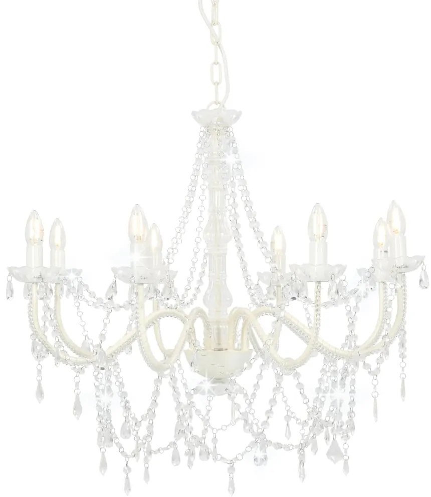 Πολυέλαιος με Χάντρες Λευκός με 8 Ντουί Ε14