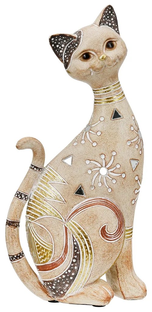 Figure Cat Synthetic Resin Ανοιχτό καφέ 11X10X23Cm 11X10X23Cm-05161448