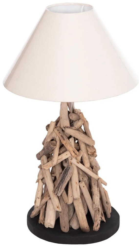 Επιτραπέζιο φωτιστικό Twiggy driftwood &amp; λευκό καπέλο Φ25x55Υ εκ.