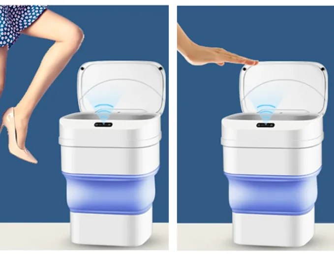 Μπλε πτυσσόμενος κάδος απορριμμάτων με έξυπνο αισθητήρα ZSW-L11 OEM