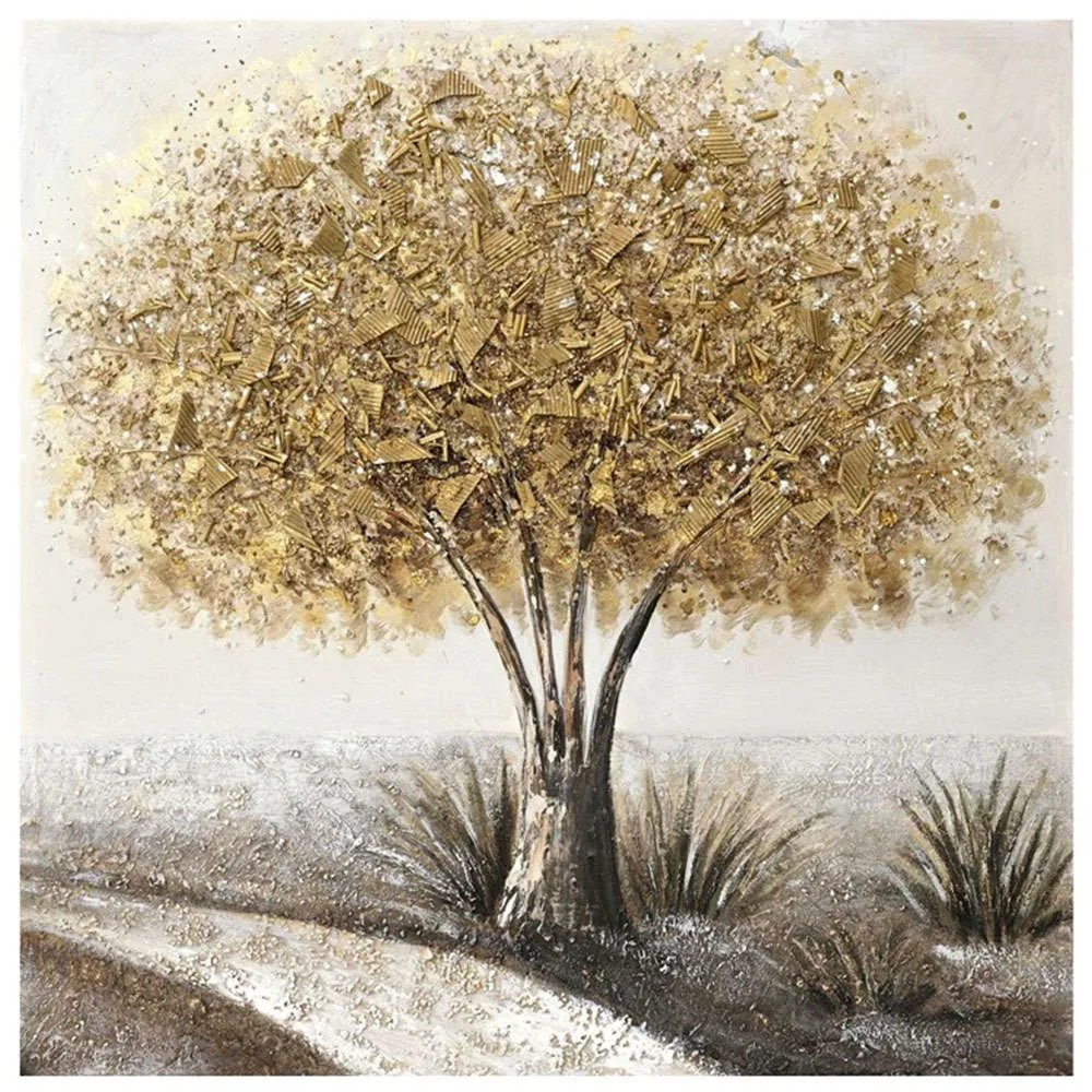 Πίνακας Καμβάς Forestree I 296-000013 100x3x100cm Multi Inart Τετράγωνοι Canvas