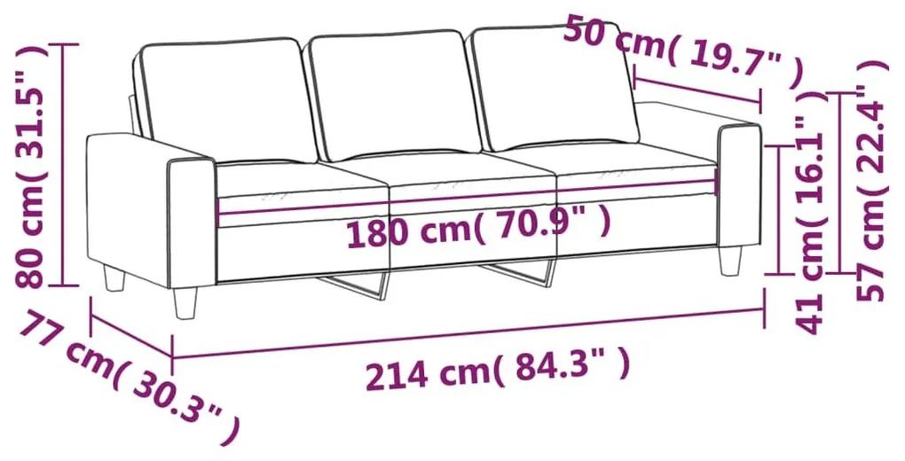 Καναπές Τριθέσιος Κρεμ 180 εκ. Υφασμάτινος - Κρεμ