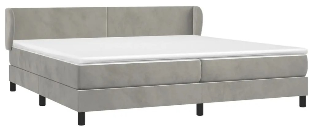 vidaXL Κρεβάτι Boxspring με Στρώμα Ανοιχτό Γκρι 200x200 εκ. Βελούδινο