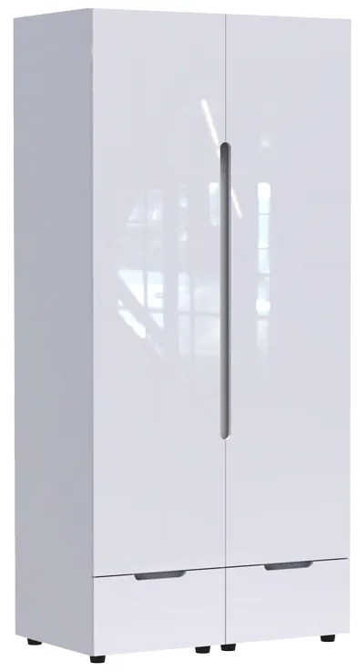 Ντουλάπα δίφυλλη Afina pakoworld mdf σε λευκή glossy απόχρωση 100x57x213εκ