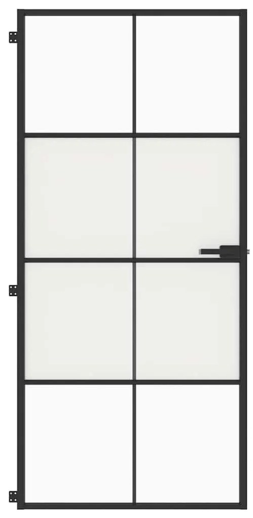 vidaXL Εσωτερική Πόρτα Μαύρη 93 x 201,5 εκ. Ψημένο Γυαλί &amp; Αλουμίνιο