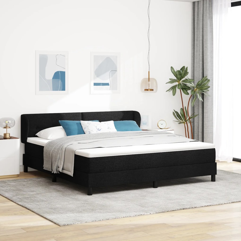vidaXL Κρεβάτι Box Spring με στρώμα Μαύρο 180x200 εκ. Υλικό