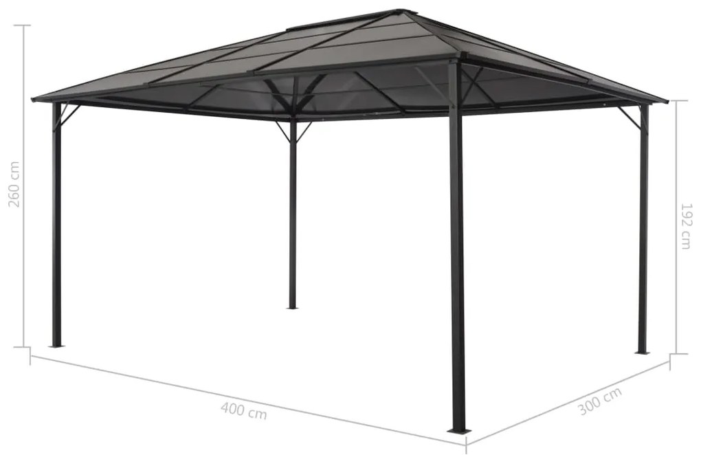 vidaXL Κιόσκι με Οροφή Μαύρο 4 x 3 x 2,6 μ. από Αλουμίνιο