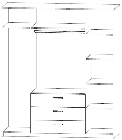 Ντουλάπα Τετράφυλλη Rico Λευκή-Sonoma 180x62x206cm - TO-RIC4D3S - TO-RIC4D3S